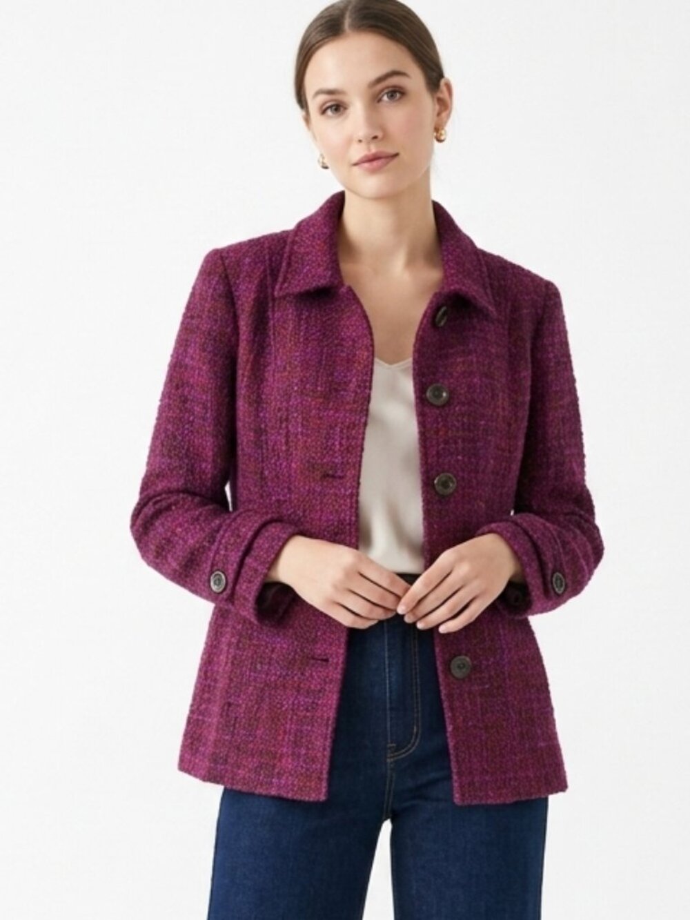Coldwater Creek Jacket Purple Tweed Office Casual 14